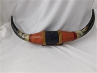 Bull horns w/leather, 21" wide