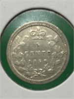 1858 " Small Date " (v.f.30) Canadian Silver $.05