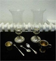 Pair of Birks silver candlesticks and other, 83g w