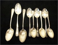 Nine American Bead pattern silver spoons, 450 g