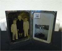 English hinged silver double picture frame