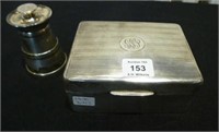 English silver cigarette box and pepper grinder