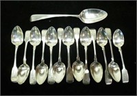 Irish silver teaspoons & Georgian tablespoon, 325g