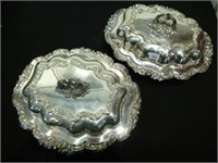 Pair of Sheffield plate covered entree dishes
