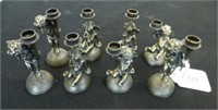 Eight miniature figural silverplated putti