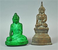 (2) VINTAGE SEATED BUDDHA FIGURES