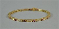 RUBY & DIAMOND GOLD LINK BRACELET