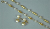 (3) PIECE GOLD & PEARL JEWELRY GROUP