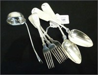 English and American silver flatware, 280g
