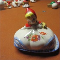 HULL LITTLE RED RIDING HOOD BUTTER DISH MENDED