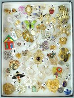 (50+) SIGNED COSTUME JEWELRY PINS