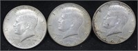 3 1964 KENNEDY HALF DOLLARS