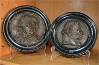 2 x antique French bronze plaques,