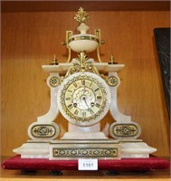 Antique French alabaster cased mantel clock,
