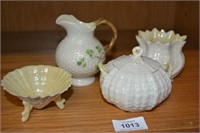 4 pieces of Belleek china,