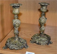 Pair of antique French gilt bronze candlesticks,