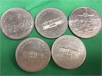 Lot Of 5 Circulated Commemorative Nickel Dollars