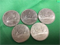 Lot Of 5 Circulated Nickel Dollars, Various Dates