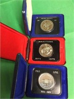 Lot Of 3 Canadian Cased Nickel Dollars, 1970, 1971