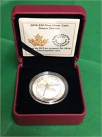 2014 .999 Pure Silver Green Darner $10 Coin