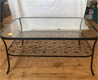 Black Iron glass top coffee table