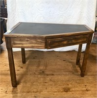 Walnut corner desk with black slate top