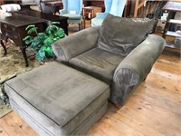 Cordoroy Chair and a Half with matching ottoman