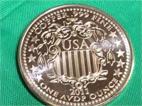 1 Oz Pure Copper Coin..walking Liberty Desin
