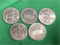 Lot Of 5 Circulated Commemorative Nickel Dollars