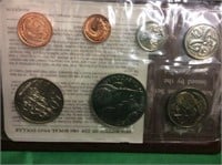 1981 New Zealand 7 Coin Set, In Folder