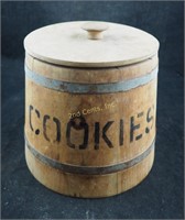 Vintage Wood 8"  Barrel Cookie Jar