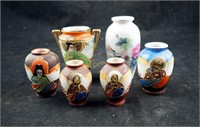 6 Piece Japan Hand Painted Miniature Vases Lot