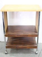 3-Tier Rolling Utility Cart with Wood Top