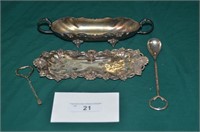 2 PIECES OF SILVERPLATE W/ COCKTAIL - BAR SPOON
