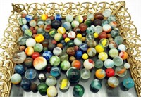 Vintage Premium Marbles W Shooters Tray Lot