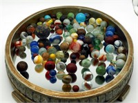 Vintage Premium Marbles W Shooters Tray Lot