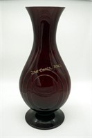 12" Deep Ruby Red Art Deco Glass Vase