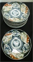 Group of eight imari pattern porcelain plates