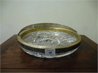 Russian silver plate & cut glass basket