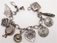 Vintage Sterling Silver (10) Charm Bracelet