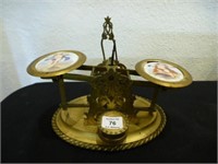 Brass scale with porcelain plaques