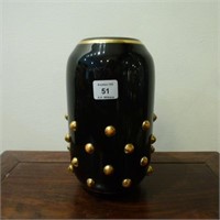 Art Deco black glass vase