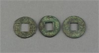 Three Pieces of Han Dynasty Bronze Coins