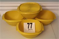 FOUR BOWLS, ONE LID 8 IN BY TUPPERWARE