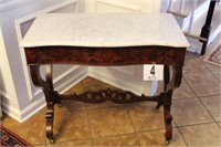 MARBLE TOP HALL TABLE 29 X 17 X 34