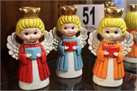 THREE ANGEL CANDLE HOLDERS 7.5 IN