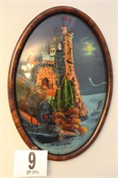 OVAL FRAMED GLASS PAINTING 21 IN