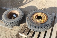 (2) Forklift 7.50-15 Tires on 8 Hole Rims