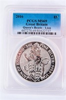 Coin Great Britain 2016 PCGS MS69 2 Oz.