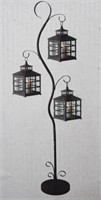 Tiered 3 Candle Black Metal Lantern w/Stand